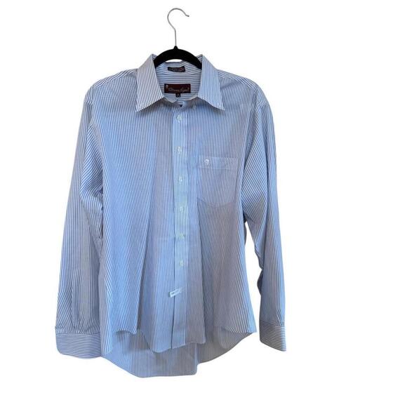 Etienne Aigner Button Down Shirt Striped Men's Size 16 34/35 White Gray - Picture 1 of 3